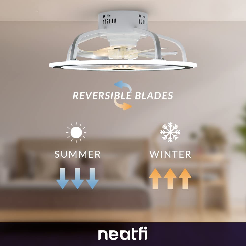 47 CM Bladeless Ceiling Fan with LED Light (White)