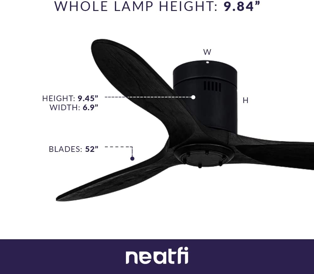 52" Ceiling Fan No Light with Remote – 6 Speed, Quiet DC Motor for Bedroom, Living Room, Black