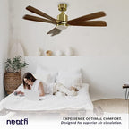 52-inch Modern Reversible Ceiling Fan with LED Light - Dark Wood