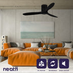 60" Ceiling Fan No Light with Remote – 6 Speed, Quiet DC Motor for Bedroom & Living Room, Black