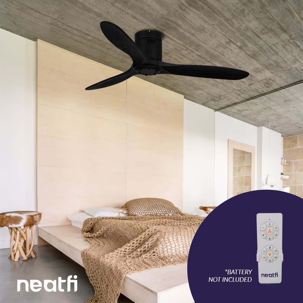 60" Ceiling Fan No Light with Remote – 6 Speed, Quiet DC Motor for Bedroom & Living Room, Black