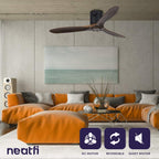 60" Ceiling Fan No Light with Remote – 6 Speed, Quiet DC Motor for Bedroom & Living Room, Brown