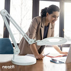 7” Wide Acrylic Lens LED Magnifying Lamp with Base – 1600 Lumens, Dimmable for Close Works, White