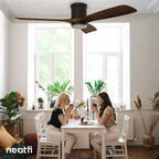 52-inch Ceiling Fan with Lights & Remote – Quiet DC Motor, 3 Light Modes, Flush Mount, Dark Wood