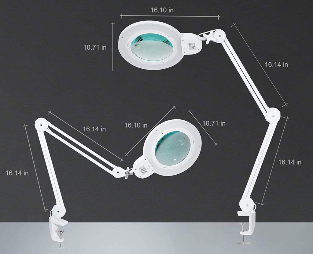 7" Wide Lens XL Bifocals 1,600 Lumens Super LED Magnifier Lamp - White
