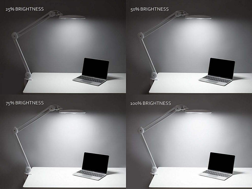 5" Wide Bifocals Lens – 1200 Lumens LED Magnifying Lamp for Crafts & Detail Works, Clamp Mount, White