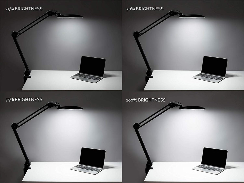 5" Wide Bifocal Lens – 1200 Lumens LED Magnifying Lamp for Crafts & Detail Works, Clamp Mount, Black