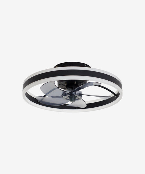 50CM Ceiling Fan with LED Light, 6 Speed Remote Control, 3 Changeable Light Colors, Flush Mount - Black