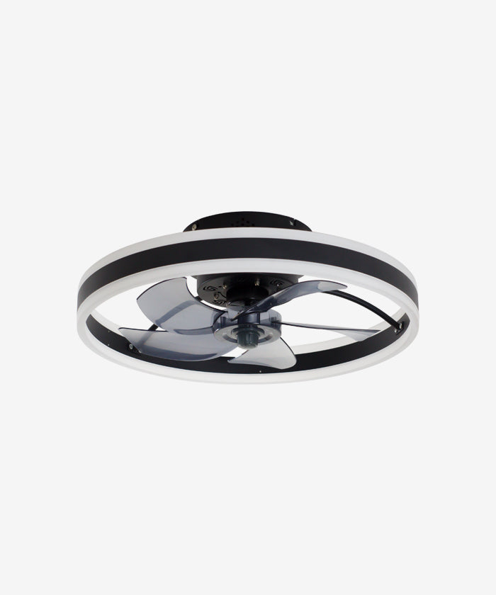 50CM Ceiling Fan with LED Light, 6 Speed Remote Control, 3 Changeable Light Colors, Flush Mount - Black