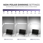 17" Wide Shade Elite Desk Lamp with Clamp – Adjustable & Non-polar Dimming Light, White