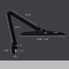 1600 Lumens LED Desk Lamp with Clamp – 22" Wide Shade, Adjustable & Non-Polar Dimming Light, Black