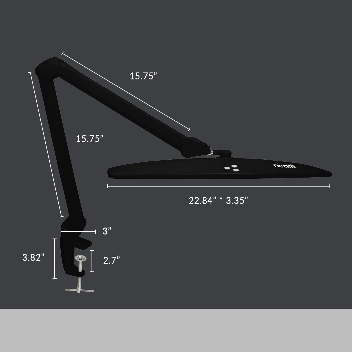 1600 Lumens LED Desk Lamp with Clamp – 22" Wide Shade, Adjustable & Non-Polar Dimming Light, Black