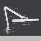 22” Wide Shade LED Desk Lamp with Clamp – 2500 Lumens Task Light for Workbench & Crafts, White