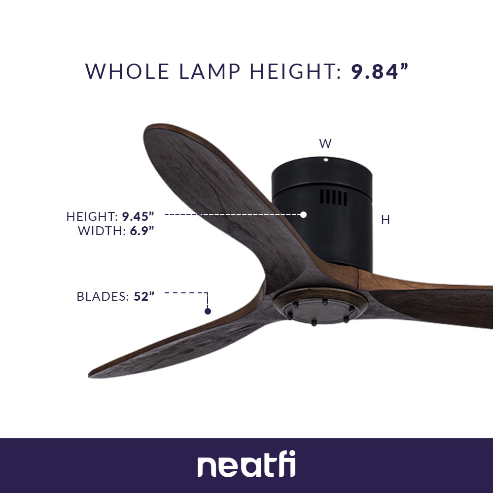 52" Ceiling Fan No Light with Remote – 6 Speed, Quiet DC Motor for Bedroom, Living Room, Brown