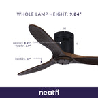 52" Ceiling Fan No Light with Remote – 6 Speed, Quiet DC Motor for Bedroom, Living Room, Brown