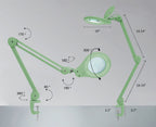 Lente bifocal de 5" de ancho – Lámpara de aumento LED de 1200 lúmenes para manualidades y trabajos de precisión, montaje con abrazadera, verde medianoche