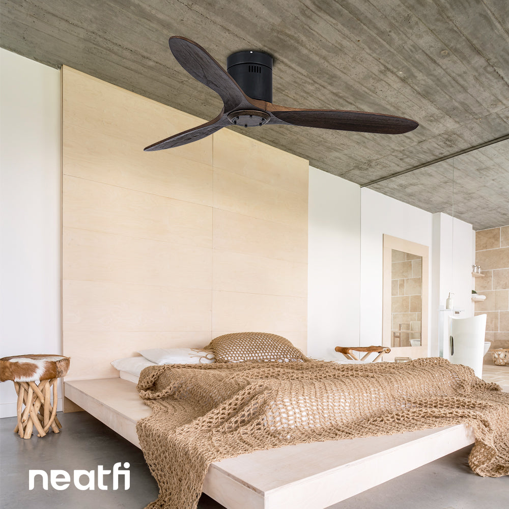 52" Ceiling Fan No Light with Remote – 6 Speed, Quiet DC Motor for Bedroom, Living Room, Brown