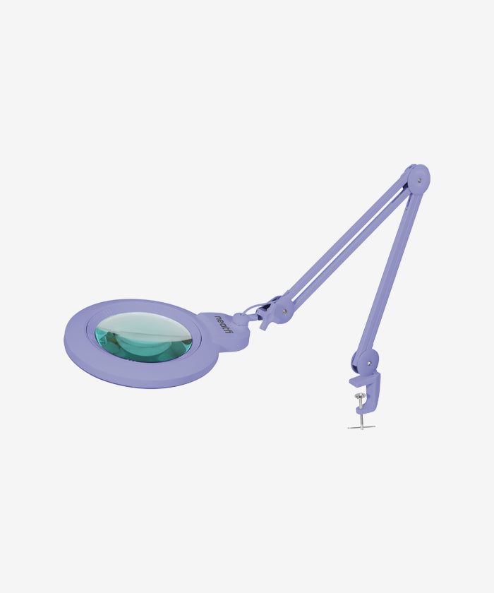 7” Wide Acrylic Lens LED Magnifying Lamp with Clamp – 1600 Lumens, Dimmable for Close Works, Lavender