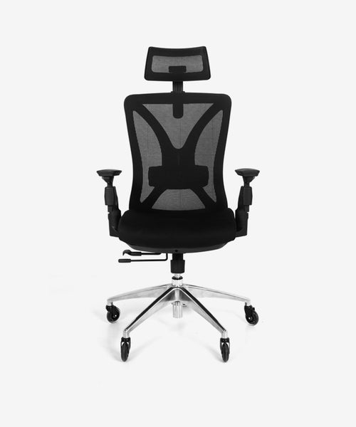 Apollo Office Chair, 4D Armrests, 2D Headrest, Adjustable Lumbar Support and Seat Sliding, High Back Mesh Chair, Nylon Back Frame with Cloth Hanger (Black)