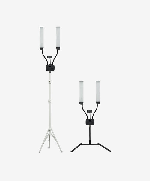 Double Arms LED Fill Light with Flexible Phone Holder (Black)